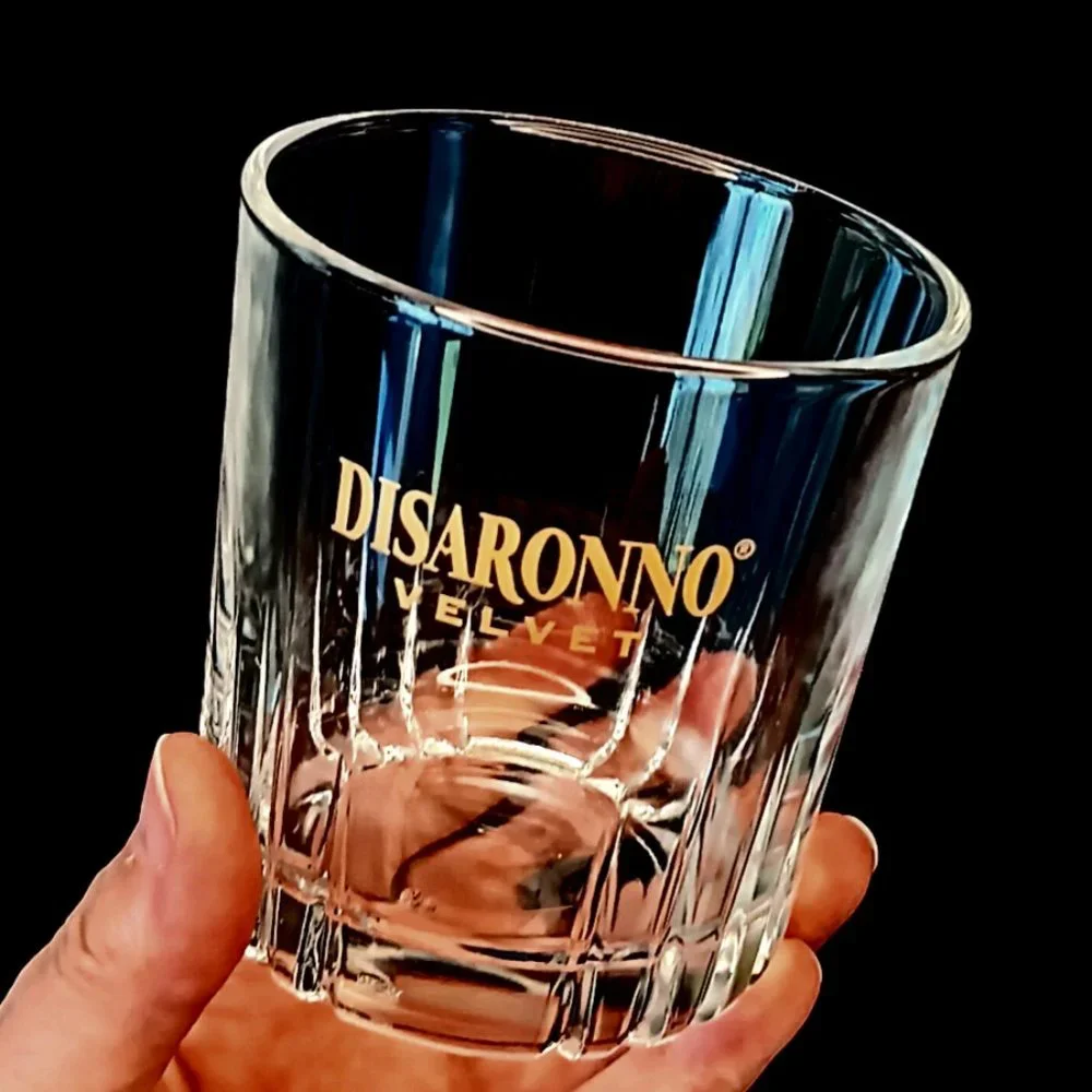 Disarrono Velvet Lowball Glasses Gold Logo Set of Two